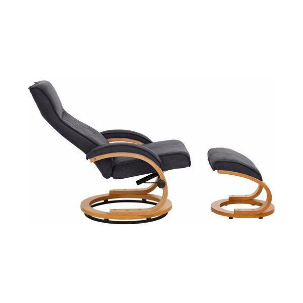 Pelēka krēsla un kāju paliktņa komplekts ar auduma pārvalku Støraa Rika-image-2