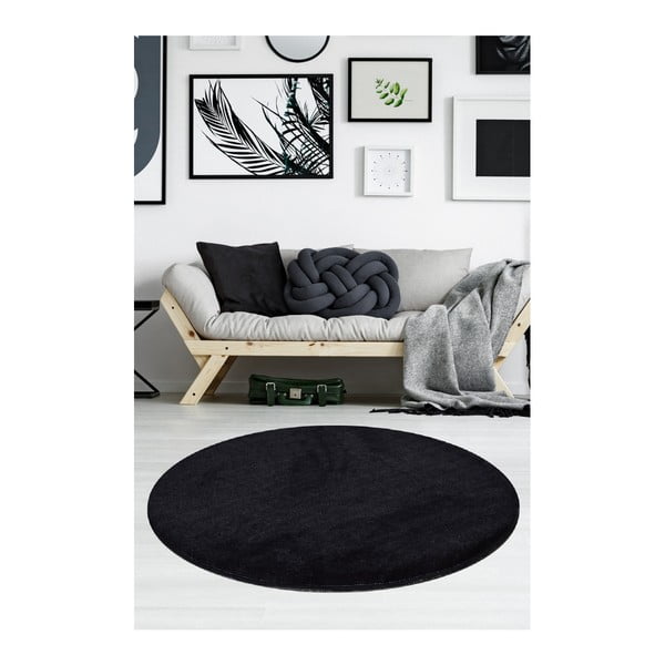 Melns paklājs Milano, ⌀ 90 cm