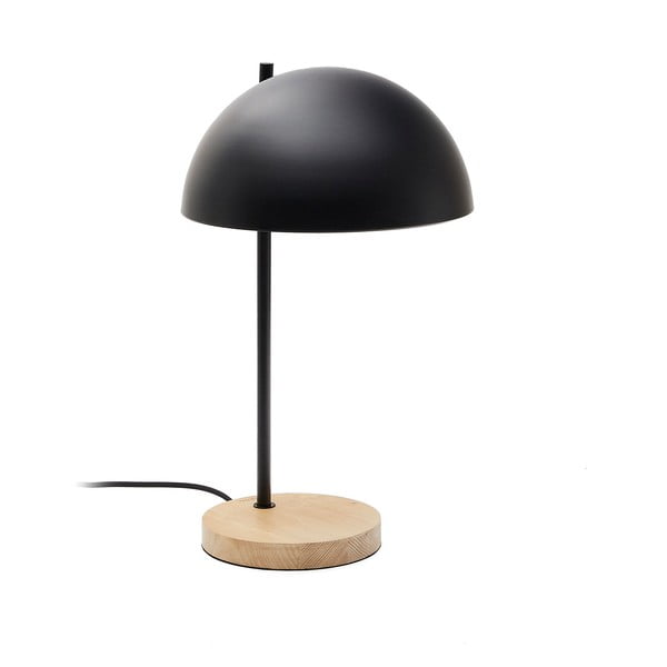 Melna/dabīga toņa galda lampa ar metāla abažūru (augstums 48,5 cm) Catlar – Kave Home