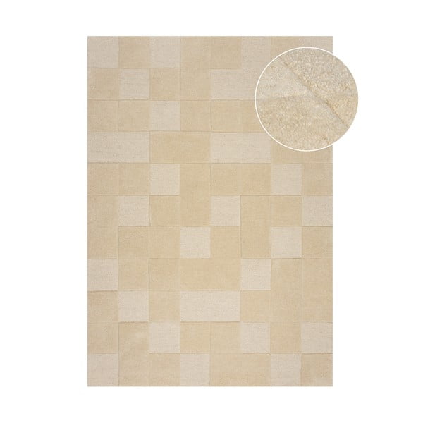 Bēšs vilnas paklājs 230x160 cm Checkerboard – Flair Rugs