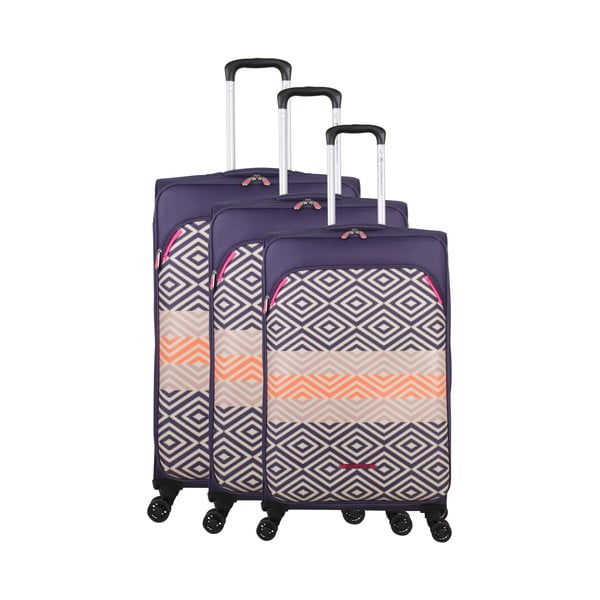 3 purpura bagāžas somu komplekts uz 4 riteņiem Lulucastagnette Peruana