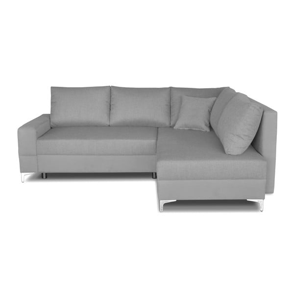 Pelēka stūra dīvāns-guļamā gulta Windsor & Co. Dīvāni Zeta, labais stūris