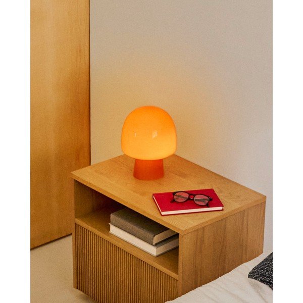 Oranža galda lampa ar stikla abažūru (augstums 20 cm) Reig – Kave Home-image-1