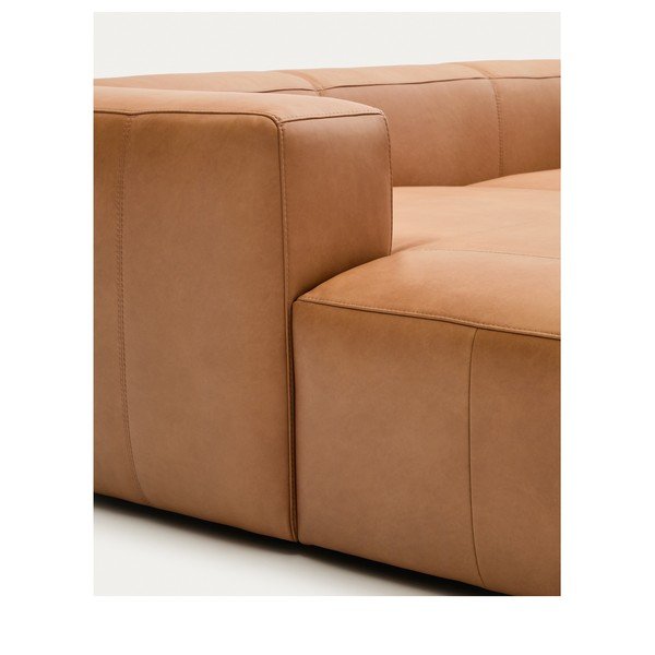 Brūns ādas stūra dīvāns (ar kreiso stūri/ar zvilni) Blok – Kave Home-image-4