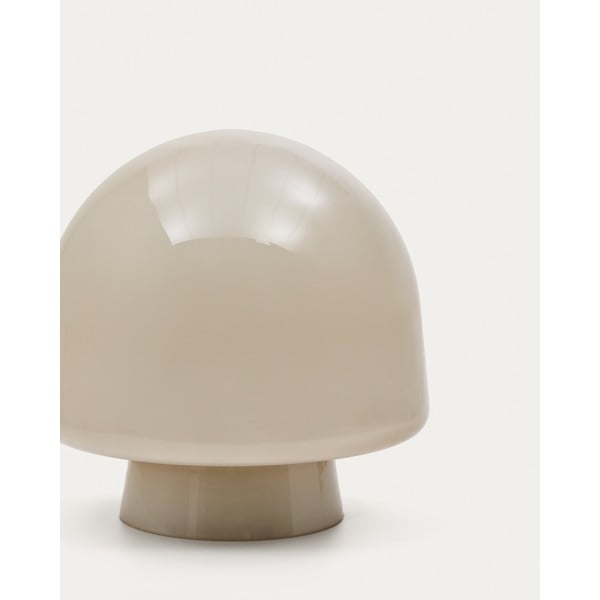 Pelēkbēša galda lampa ar stikla abažūru (augstums 20 cm) Reig – Kave Home-image-2