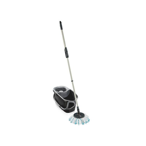 Rotējoša grīdas mazgāšanas slota ar spaini Clean Twist Disc Mop Ergo Black – LEIFHEIT