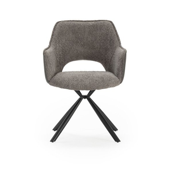 Pelēki polsterēti ēdamistabas krēsli ar roku balstiem (2 gab.) Mariel – Marckeric-image-4