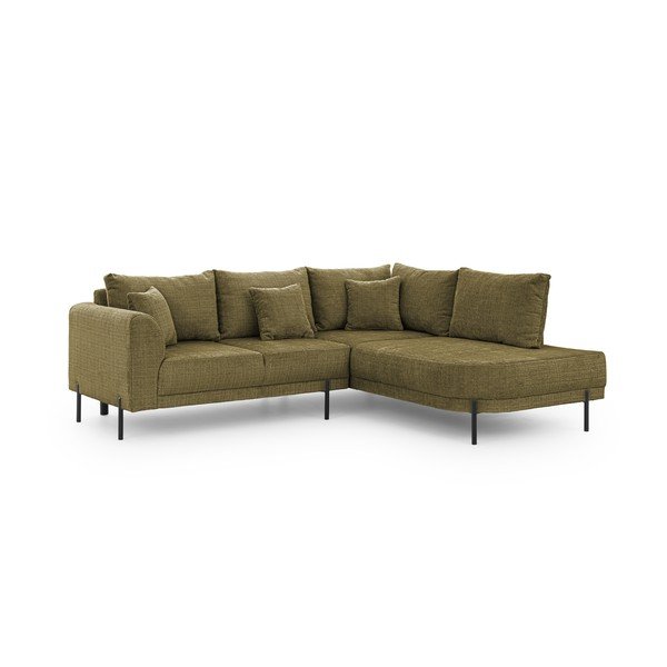 Zaļš stūra dīvāns no šenila auduma (ar labo stūri/L veida) Mauris  – Ropez-image-2