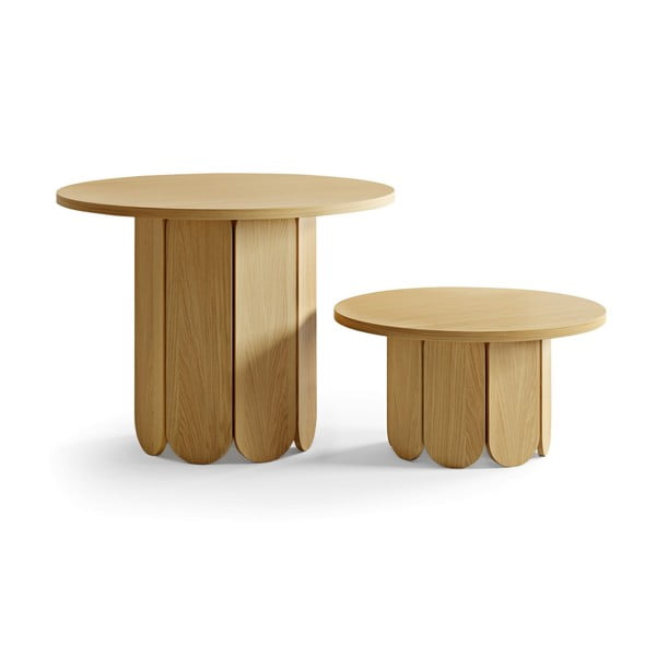 Dabīga toņa apaļš žurnālgaldiņš ar ozolkoka imitācijas virsmu 78x78 cm Soft – Woodman-image-3