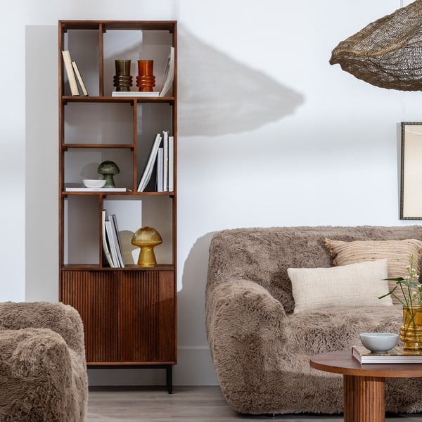 Brūns mango masīvkoka grāmatplaukts 60x190x30 cm Sagara – Ixia-image-1