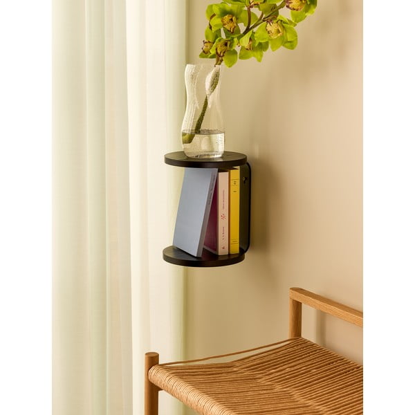 Melns daudzlīmeņu sienas plaukts 25,5 cm Oto – Hübsch-image-2