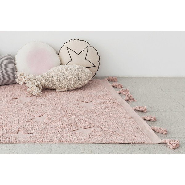 Rozā mazgājams/ar rokām darināts kokvilnas bērnu paklājs 120x175 cm Hippy Stars Vinatge Nude – Lorena Canals-image-1