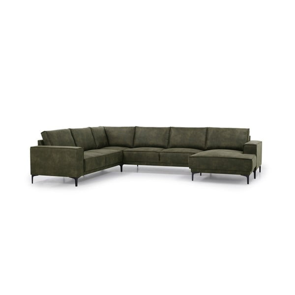 Zaļš stūra dīvāns no ādas imitācijas (ar labo stūri) Copenhagen – Scandic-image-2