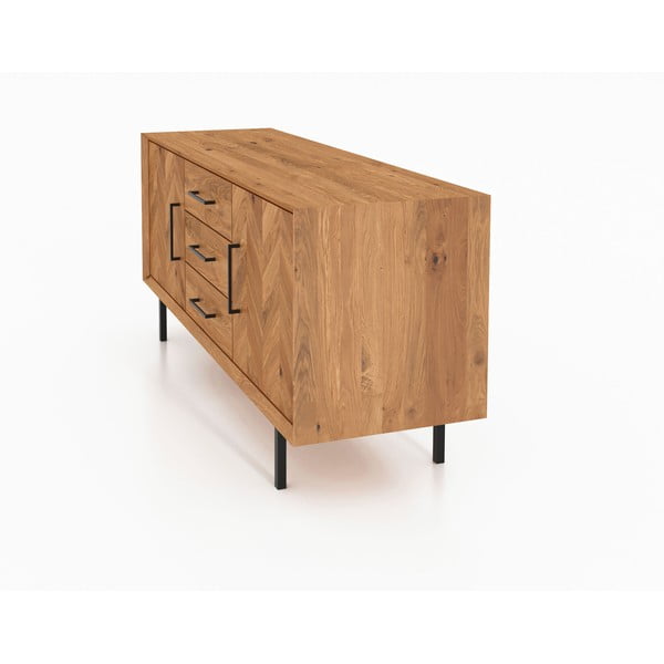 Dabīga toņa zema kumode no ozolkoka 144x65 cm Abies – The Beds-image-3