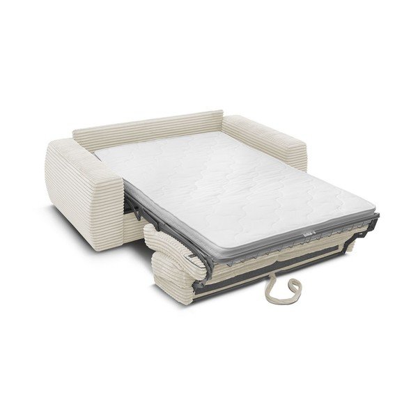 Bēšs velveta dīvāns gulēšanai/salokāms 220 cm Hugo – Bobochic Paris-image-3