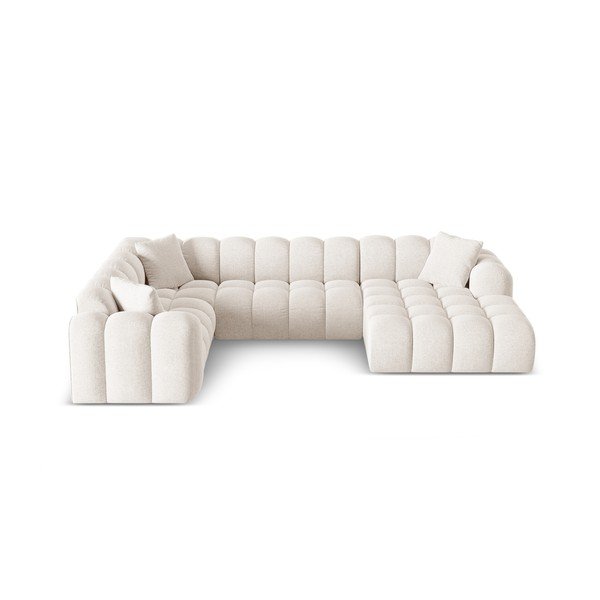 Krēmkrāsas stūra dīvāns no šenila auduma (ar kreiso stūri/U veida) Treno – Cosmopolitan Design