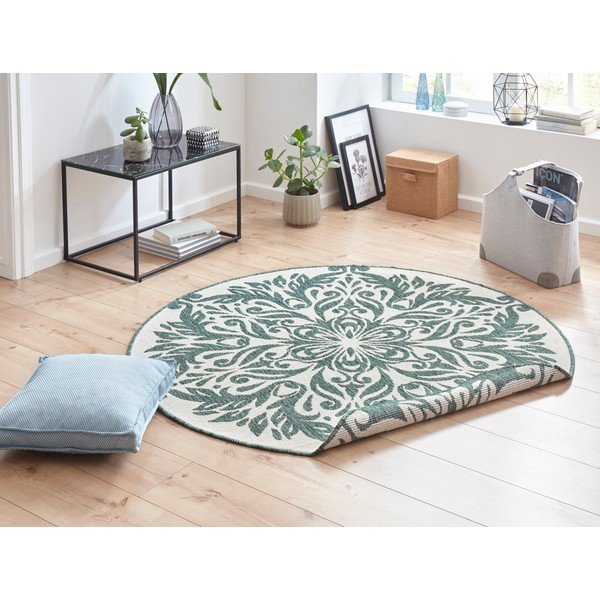 Zaļš un krēmkrāsas āra paklājs NORTHRUGS Madrid, ⌀ 140 cm-image-4