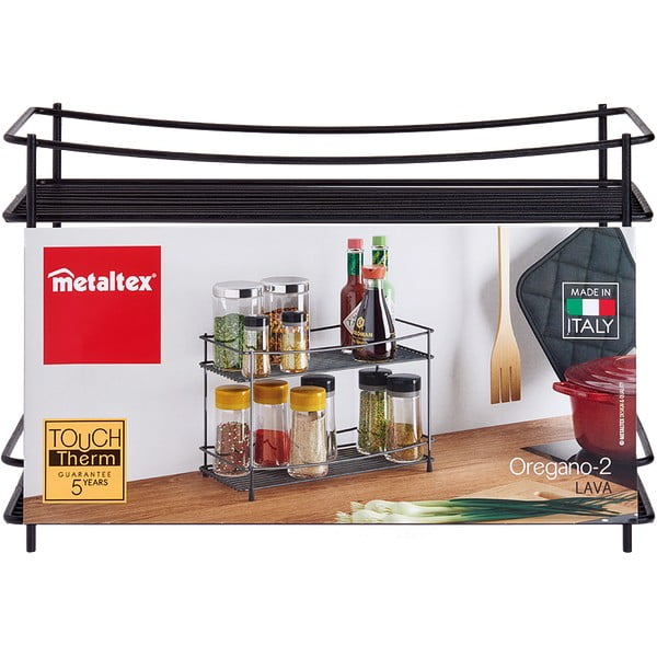 Melns divlīmeņu garšvielu plaukts Metaltex Lava-image-2