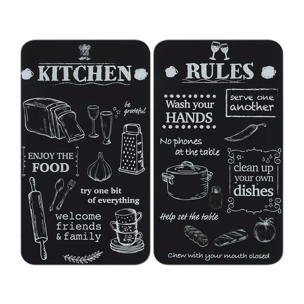 Rūdīta stikla plīts aizsargplāksnes (2 gab.) 52x30 cm Kitchen Rules – Maximex