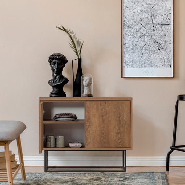 Dabīga toņa skapītis ar riekstkoka imitāciju 90x72 cm Rodez – Kalune Design-image-3