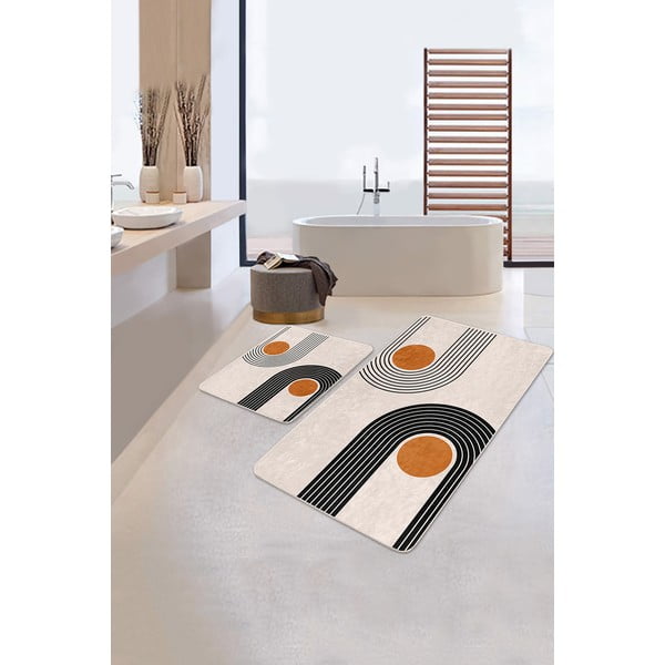 Bēši samta vannas istabas paklājiņi (2 gab.) 60x100 cm Dot Arch – Mila Home-image-2