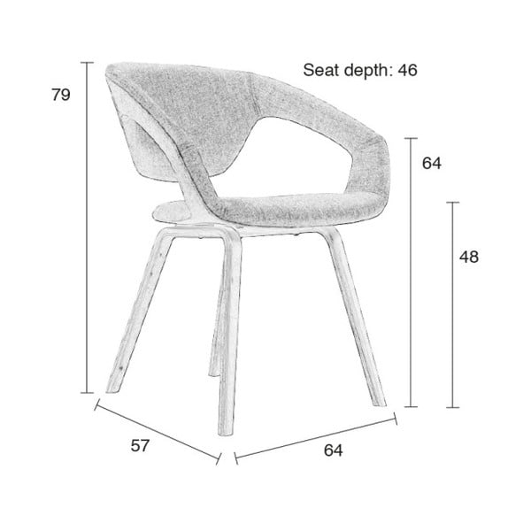 2 pelēku krēslu komplekts ar melnām kājām Zuiver Flexback-image-1