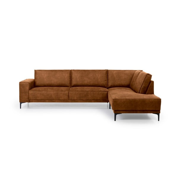 Konjakbrūns stūra dīvāns no ādas imitācijas (ar labo stūri) Copenhagen – Scandic