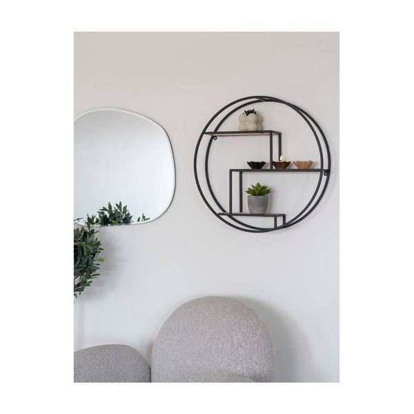 Melns/dabīga toņa daudzlīmeņu paulonijas masīvkoka sienas plaukts 62 cm Rotterdam – House Nordic-image-1