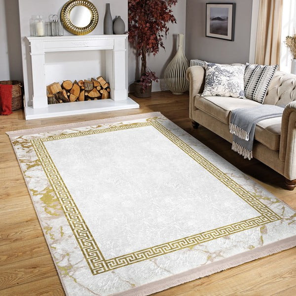 Paklājs baltā/zelta krāsā 80x150 cm – Mila Home-image-2