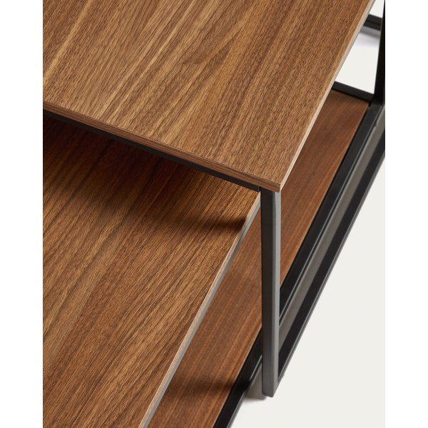 Brūni žurnālgaldiņi ar valrieksta koka imitācijas galda virsmu (2 gab.) 50x100 cm Yoana – Kave Home-image-2