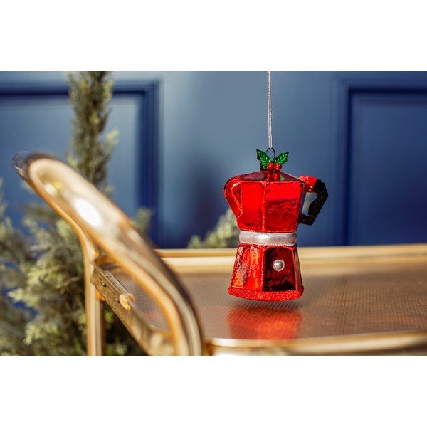 Stikla Ziemassvētku eglītes rotājums Coffee Pot – Sass & Belle-image-1