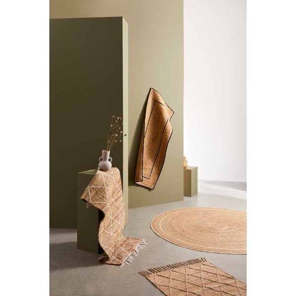 Balts/dabīga toņa ar rokām darināts džutas paklājs 70x140 cm Shaila – Bizzotto-image-2