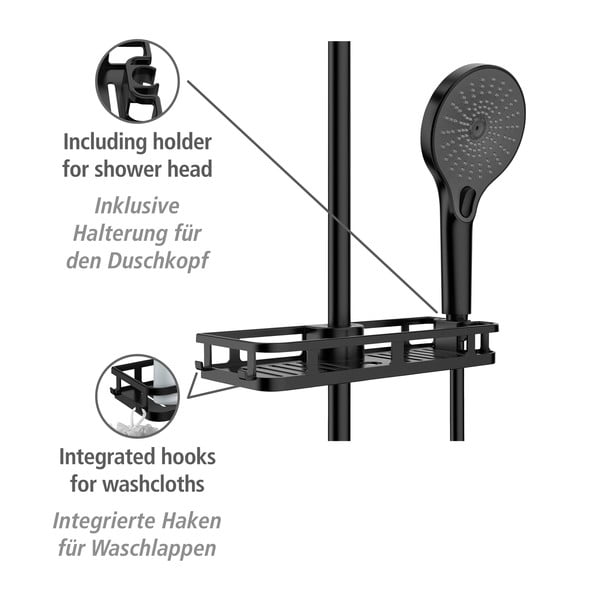 Matēts melns pašturošs plastmasas vannas istabas plaukts Libertà – Wenko-image-4