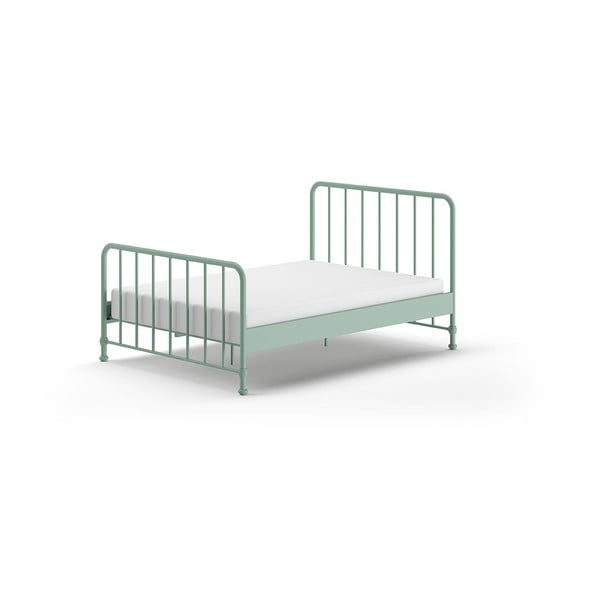 Zaļa metāla vienvietīga gulta ar redelēm 140x200 cm BRONXX – Vipack