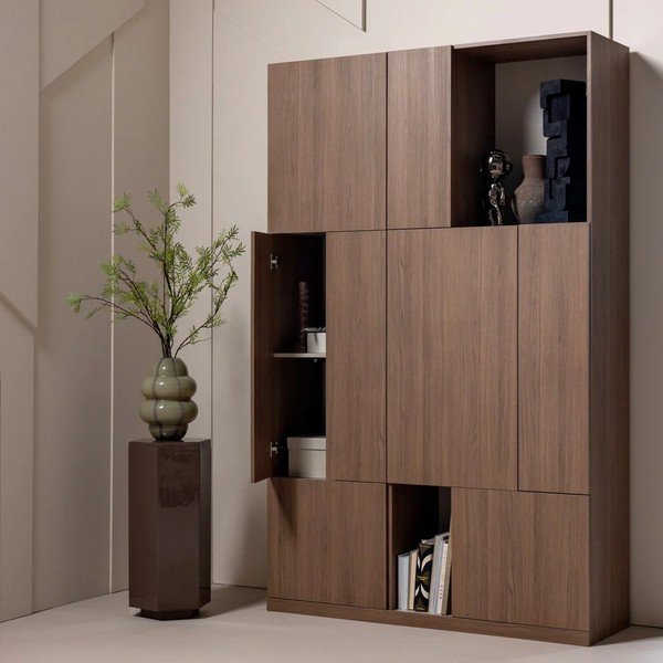 Tumša dabīga toņa modulārais skapis 54x215 cm Build – WOOOD-image-1