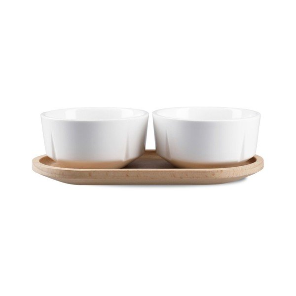 Baltas/dabīga toņa porcelāna/koka servēšanas bļodiņas (3 gab.) Grand Cru – Rosendahl