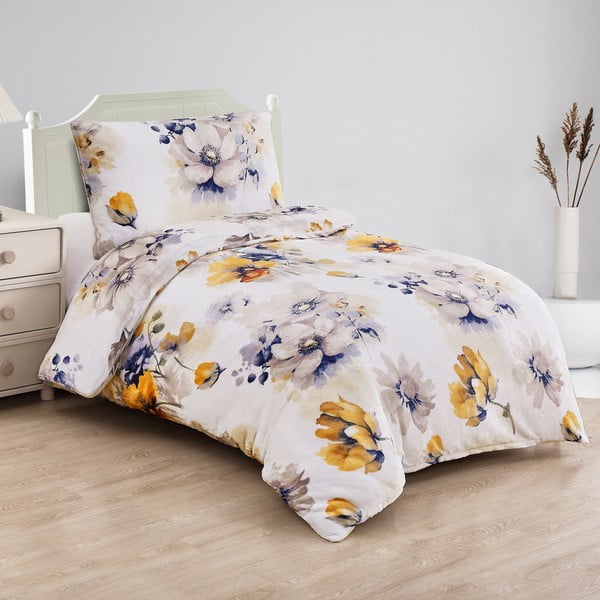 Balta vienguļamā mikroplīša gultas veļa 140x200 cm Blossom – My House