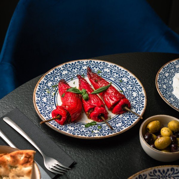 Balts/zils porcelāna šķīvis ø 25 cm Azul – BonBistro-image-1