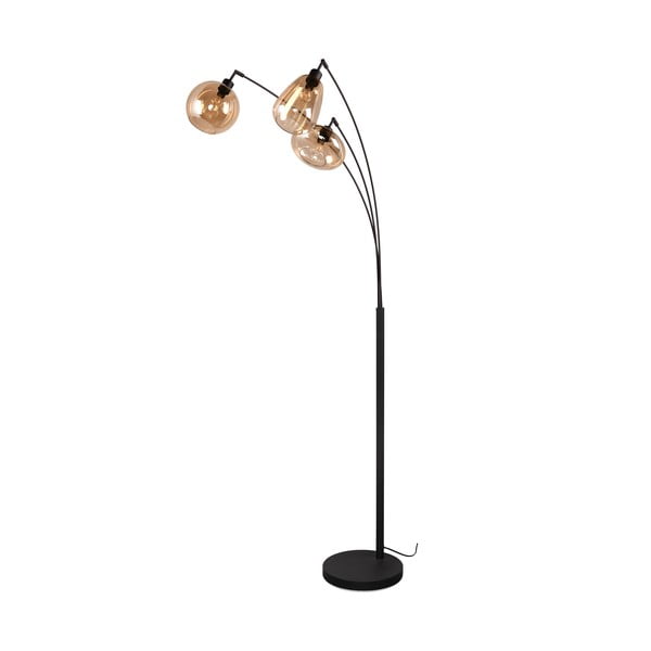 Melna/oranža stāvlampa ar stikla abažūru (augstums 200 cm) Lumina – Trio-image-1