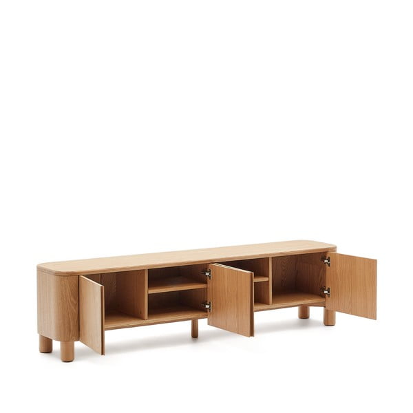 Dabīga toņa TV galdiņš ar oškoka imitāciju 200x52x40 cm Salaya – Kave Home-image-3