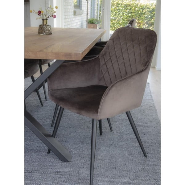 Gaiši brūni polsterēti ēdamistabas krēsli ar roku balstiem (2 gab.) Harbo – House Nordic-image-1