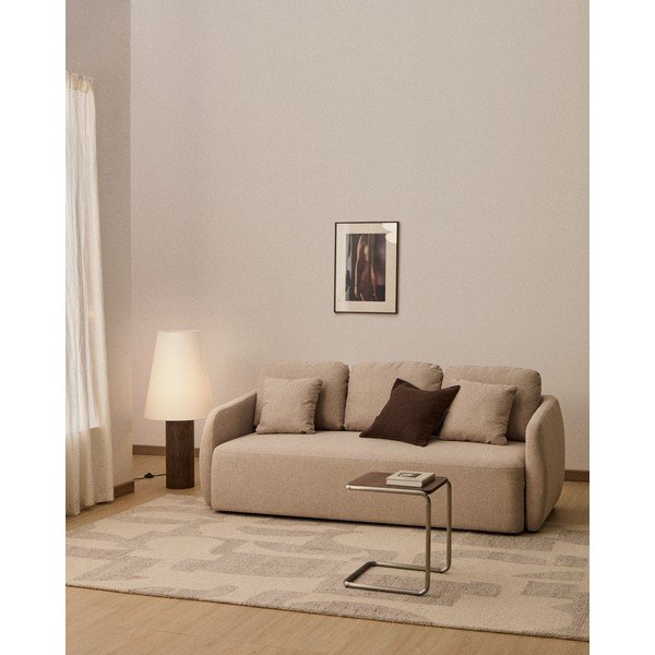 Bēšs salokāms dīvāns no šenila auduma 218 cm Laira – Kave Home-image-1