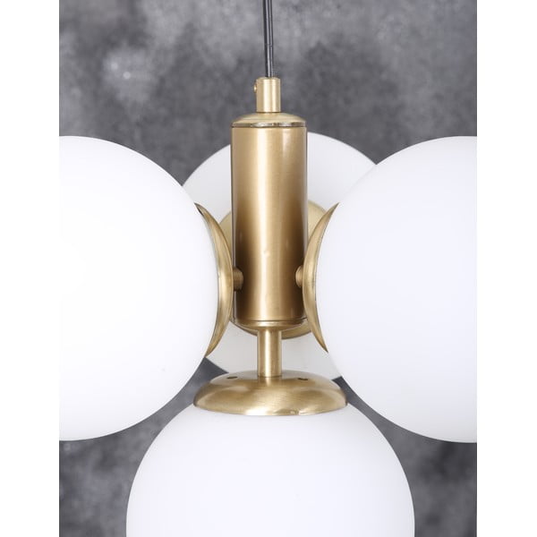 Balta/zelta krāsas piekaramā lampa ar stikla abažūru ø 15 cm Hector – Squid Lighting-image-3