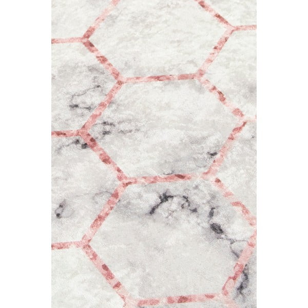 Balts/pelēks vannas istabas paklājs 60x40 cm Honeycomb – Foutastic-image-3