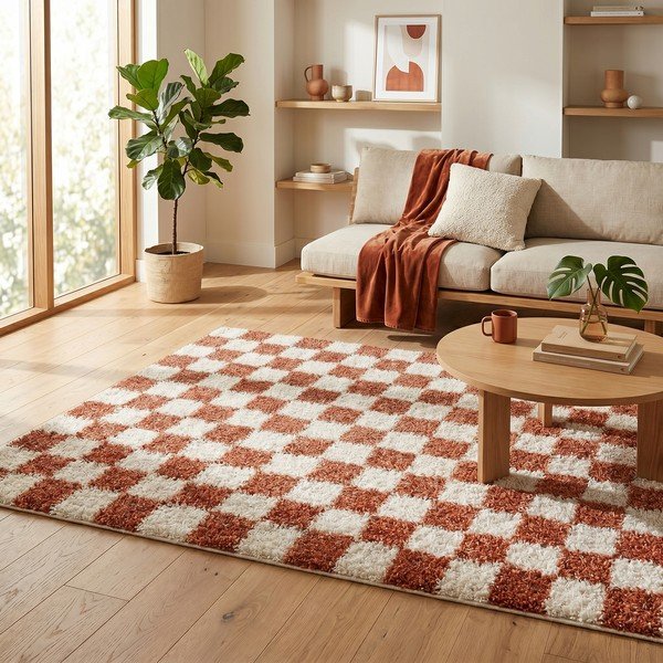 Krēmkrāsas/terakotas oranžs paklājs 120x170 cm Grida – ESTE-image-4