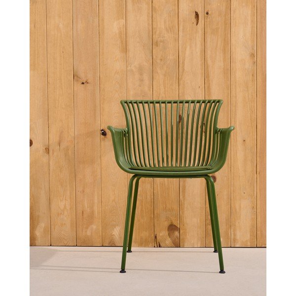 Tumši zaļš metāla dārza krēsls Surpika – Kave Home-image-1