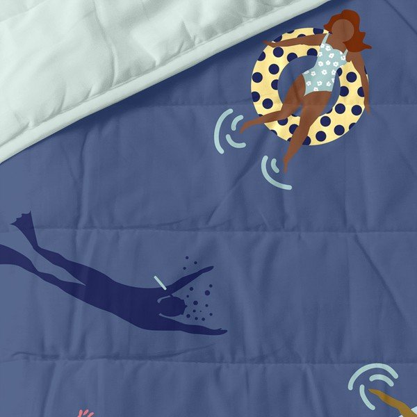 Zils stepēts gultas pārklājs 180x260 cm Sea party – Aware-image-3