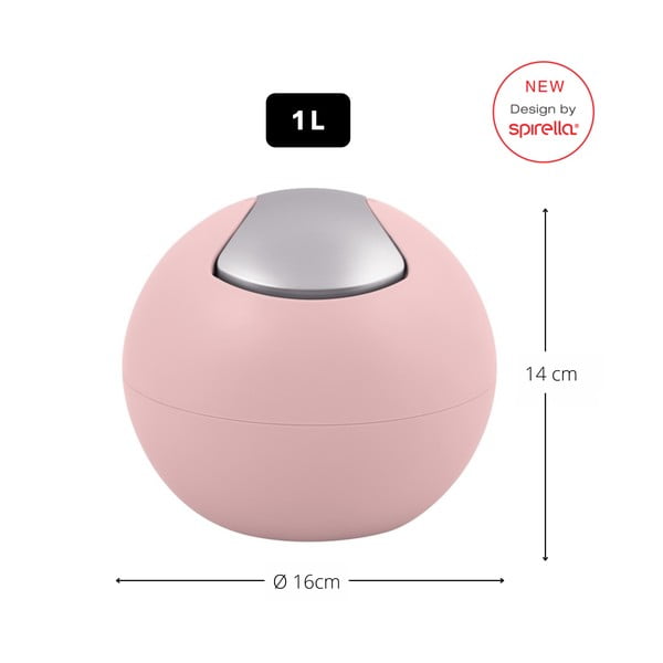 Rozā plastmasas atkritumu tvertne 1 l   Bowl Matt – Spirella-image-1