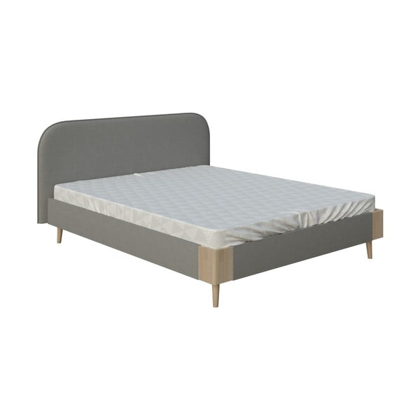 Pelēka divguļamā gulta ProSpánek Lagom Plain Soft, 140 x 200 cm