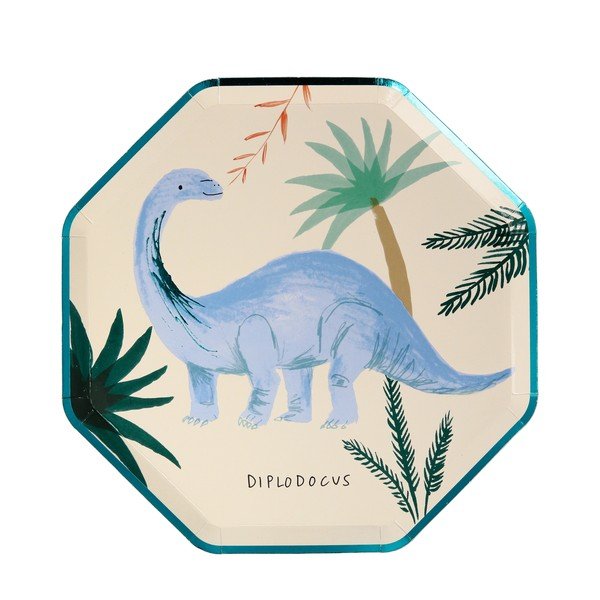 Papīra vienreizlietojamie šķīvji (8 gab.) Dinosaur Kingdom – Meri Meri-image-1